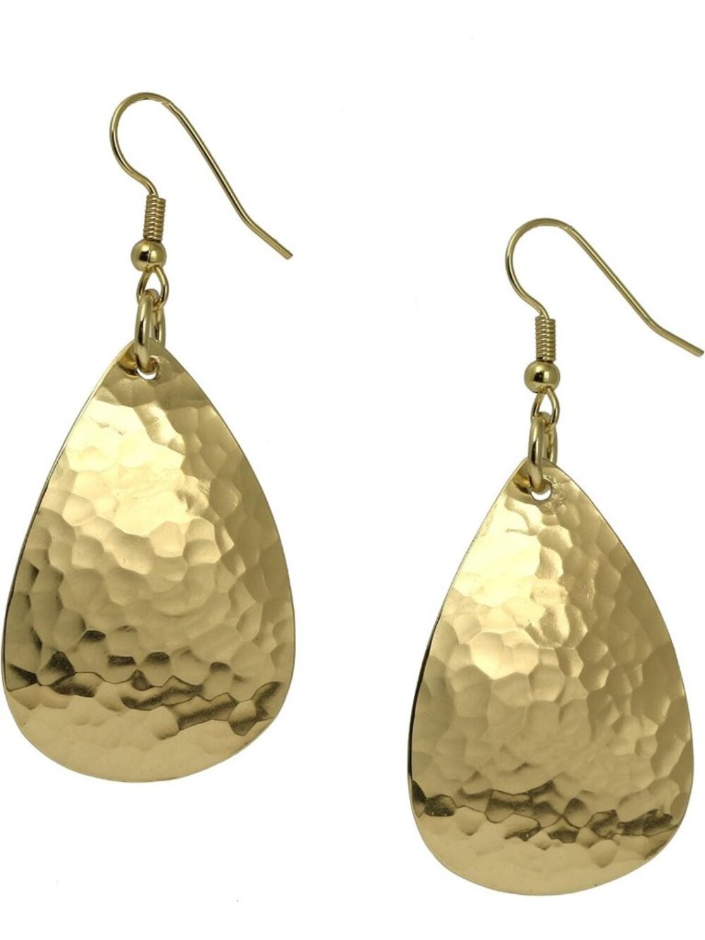 Handmade Medium Hammered Teardrop Brass Earrings | Unique Boho Chic Jewelry